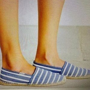 Soludos stripe espadrille flat shoe new in box size 10